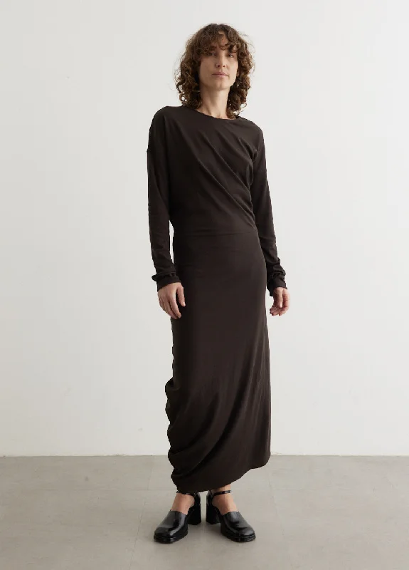 Long Sleeve Twisted Dress Embellished Maxi Skirt