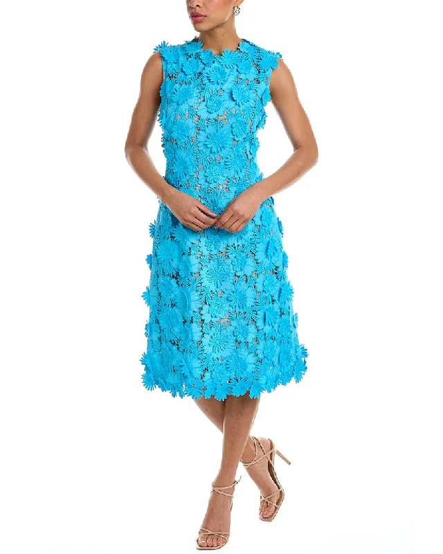 Oscar de la Renta Lace Silk-Lined Sheath Dress Sexy Lace Dress