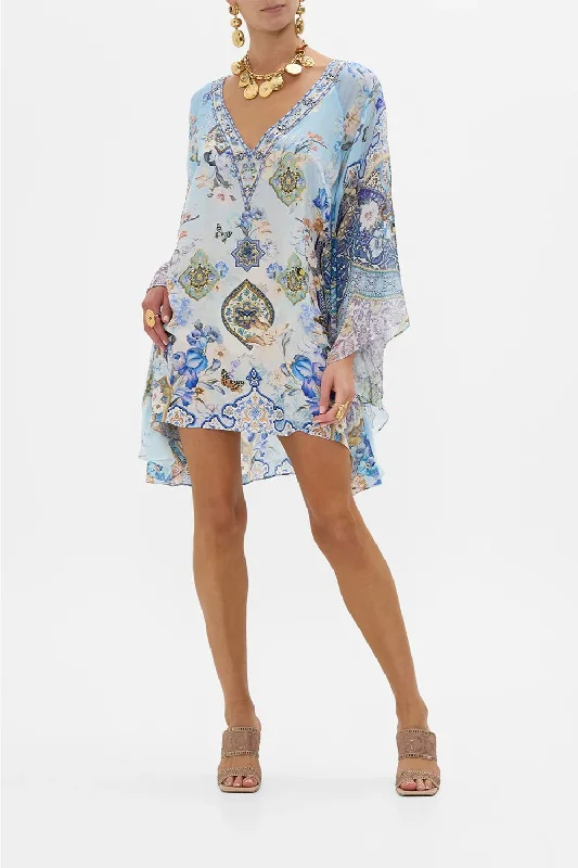 Raglan Sleeve Flared Kaftan in Al Manial Palace Memoirs Lace Dress Style