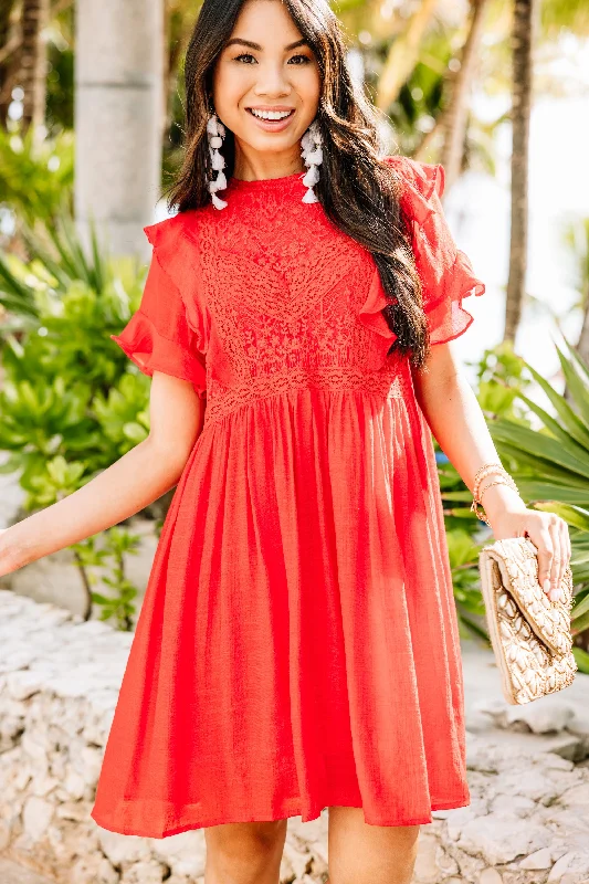 Realized Love Chili Powder Red Lace Dress Classic Lace Dress