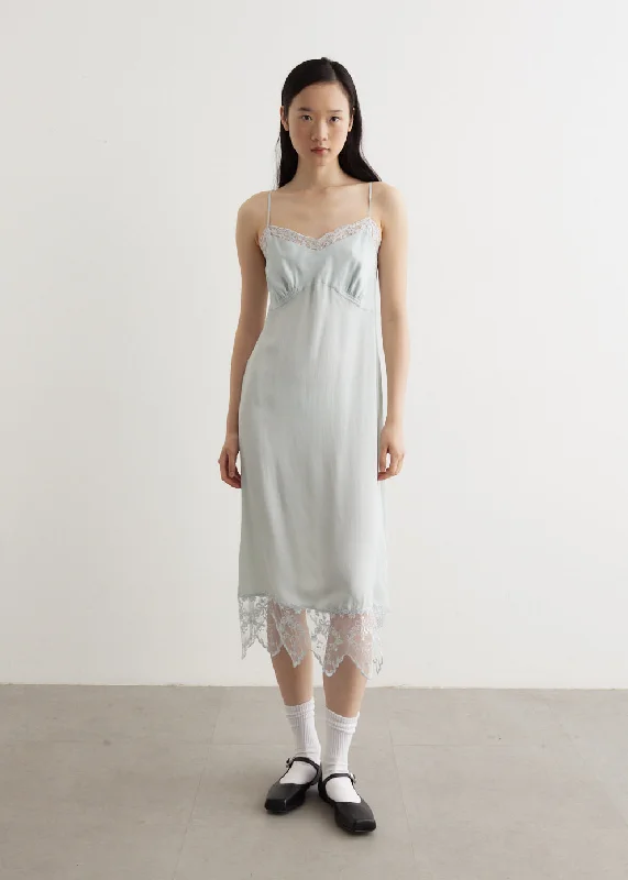 Slip Dress With Lace Trim Lace Detail Dress