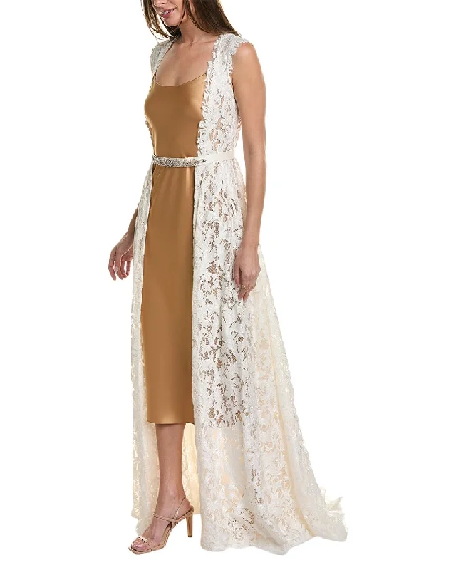 Tadashi Shoji Lace Wrap Gown Lace Dress Classic
