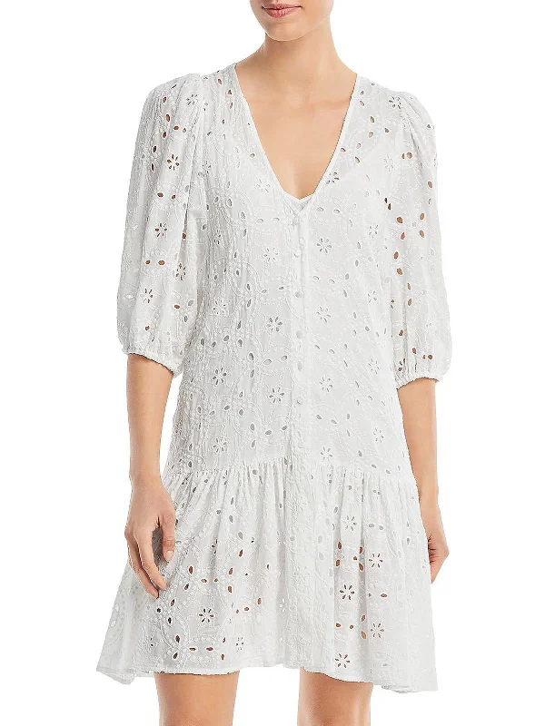 Womens Lace Button-down Tunic Dress Lace Wedding Dress