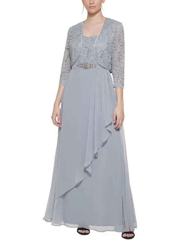 Womens Lace Embellished Evening Dress Lace A-line Dress