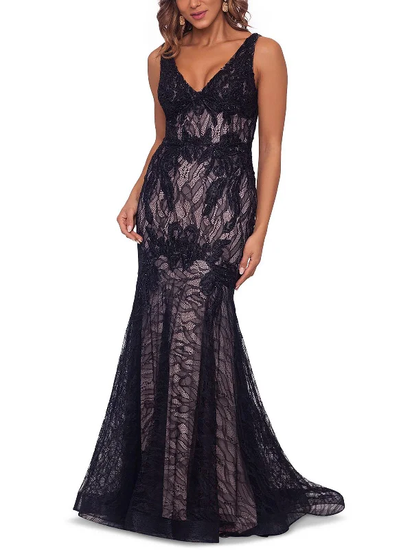Womens Lace Sleeveless Evening Dress Lace Dress Formal