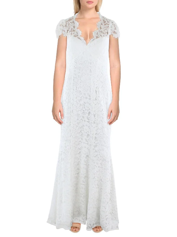 Womens Lace V-Neck Evening Dress Lace Dress for Weddings