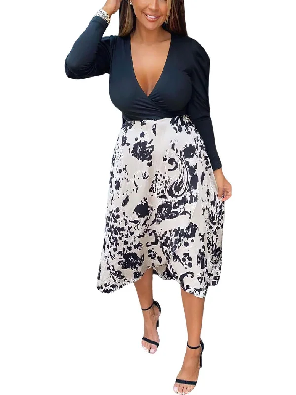 Womens Printed Long Maxi Dress High-Waisted Maxi Skirt