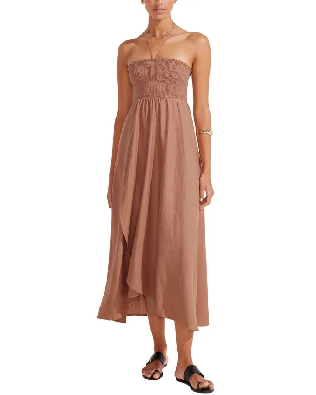 Auguste Lorenzo Linen-Blend Midi Dress Warm Midi Skirt