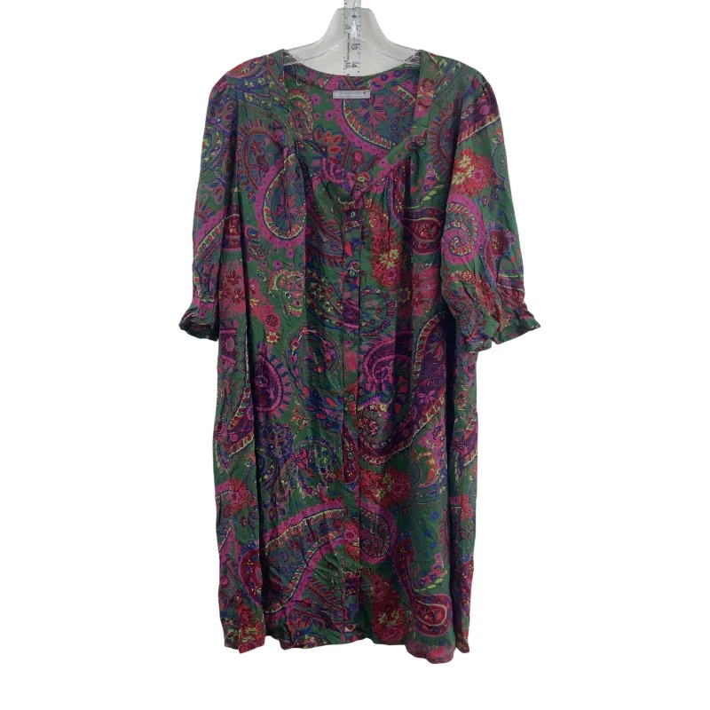 Blancheport Green & Pink Floral Women's Midi Shirt Dress, Viscose, U.S. Size 14 Midi Skirt Set Blancheport Green & Pink Floral Women's Midi Shirt Dress, Viscose, U.S. Size 14 Midi Skirt Set