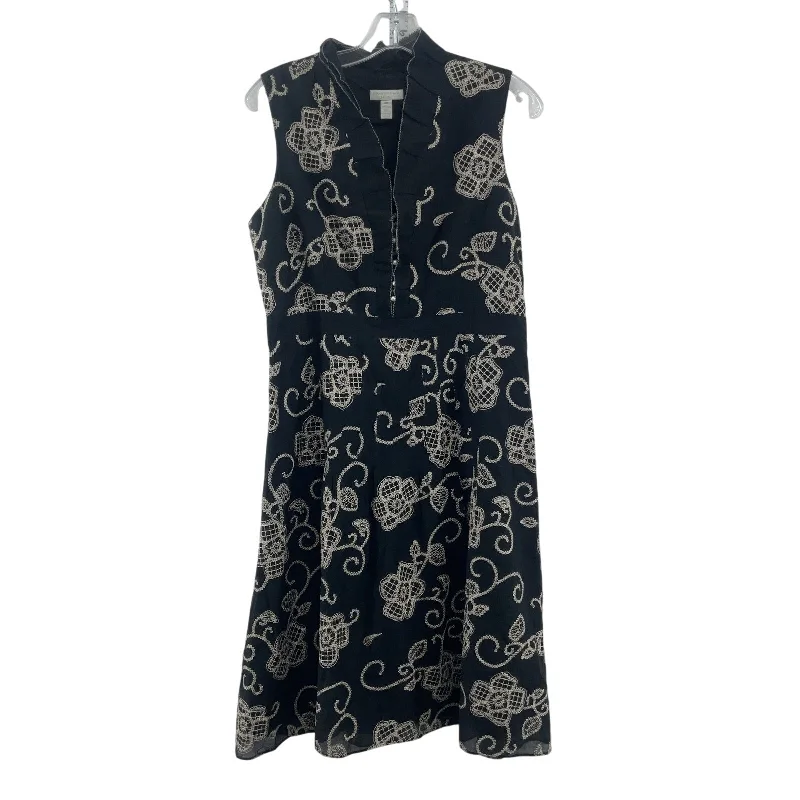 Charter Club Women's Floral Ruffled Black & Cream Sheath Dress 10P Silk Midi Maxi Length Midi Charter Club Women's Floral Ruffled Black & Cream Sheath Dress 10P Silk Midi Maxi Length Midi