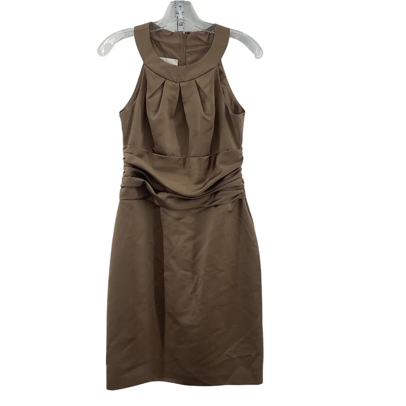 David's Bridal Brown Women's Ruched Sheath Midi Dress Size 4 Regular Polyester Ribbed Midi Skirt David's Bridal Brown Women's Ruched Sheath Midi Dress Size 4 Regular Polyester Ribbed Midi Skirt