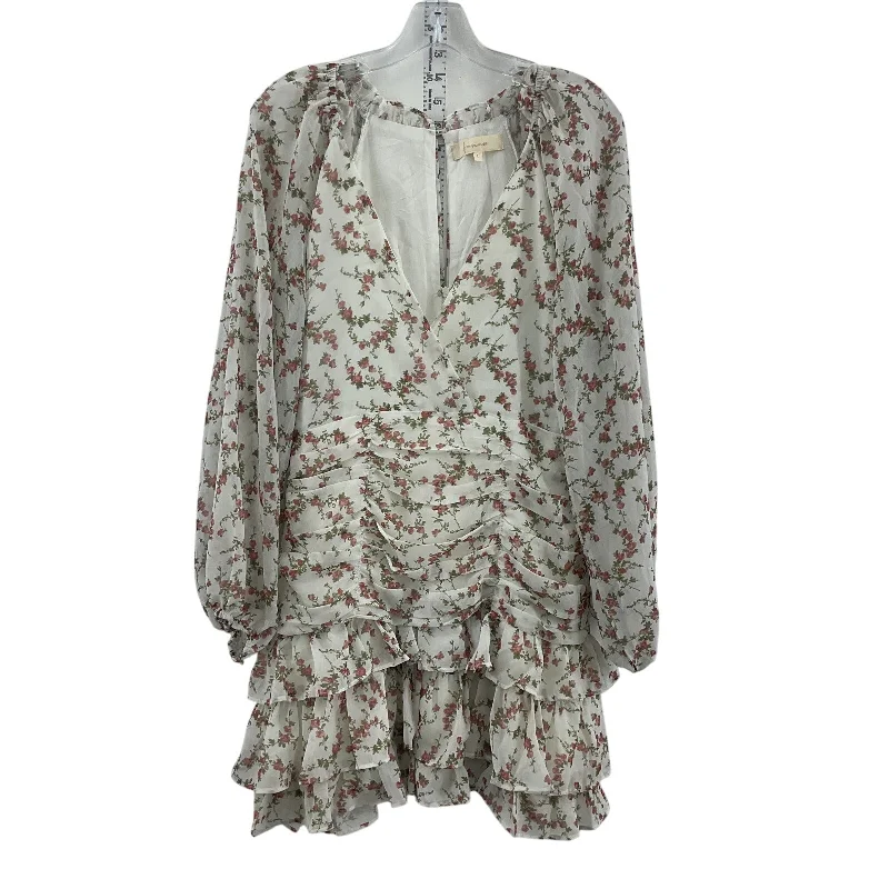 Franco Women's Floral Ruffle Tier Midi Blouson Dress White/Pink L Preowned Tulle A-line Skirt Franco Women's Floral Ruffle Tier Midi Blouson Dress White/Pink L Preowned Tulle A-line Skirt