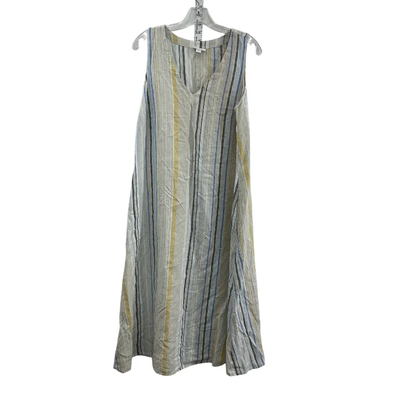 J.Jill Linen Women's Striped Sleeveless Shift Dress M Cream/Gray Midi Preowned Midi Skirt Trend J.Jill Linen Women's Striped Sleeveless Shift Dress M Cream/Gray Midi Preowned Midi Skirt Trend