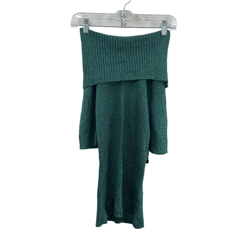 Jones New York Petite Women's Off Shoulder Knit Green Midi Sweater Dress S NWT Soft A-line Skirt