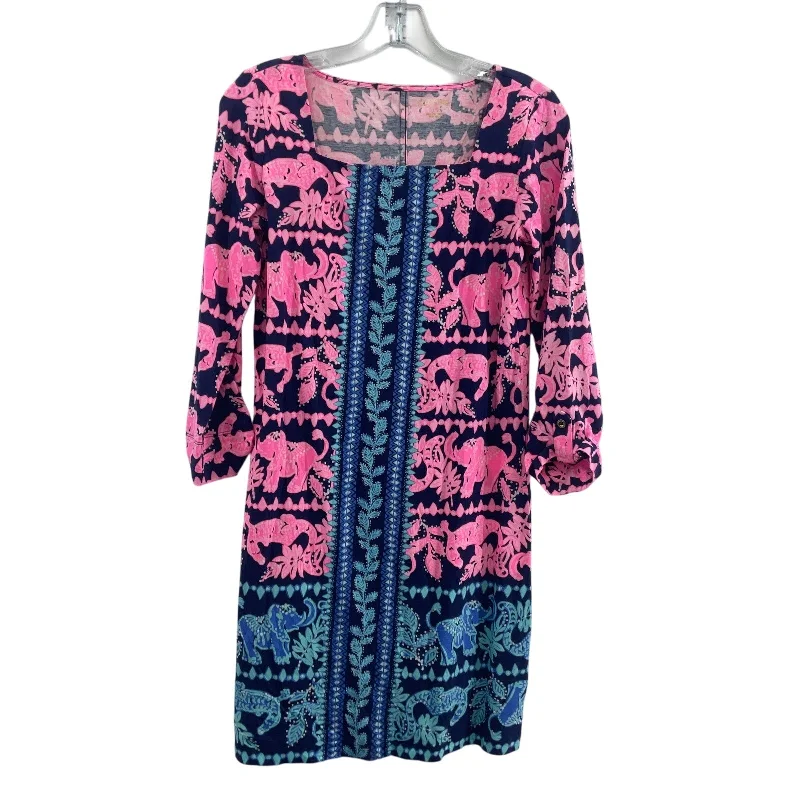 Lilly Pulitzer Women's Bohemian Pink & Blue Midi Shift Dress - XS Preowned Pleated Midi Skirt Lilly Pulitzer Women's Bohemian Pink & Blue Midi Shift Dress - XS Preowned Pleated Midi Skirt
