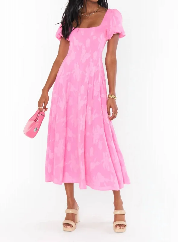 Mia Midi Dress In Pink Chic Midi Skirt