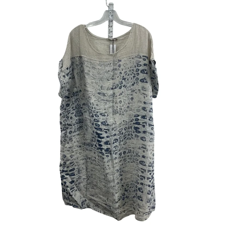 NWT Lungo L'arno Linen Shift Women's Leopard Print Midi Dress Cream/Gray 1X Trendy Midi Skirt NWT Lungo L'arno Linen Shift Women's Leopard Print Midi Dress Cream/Gray 1X Trendy Midi Skirt