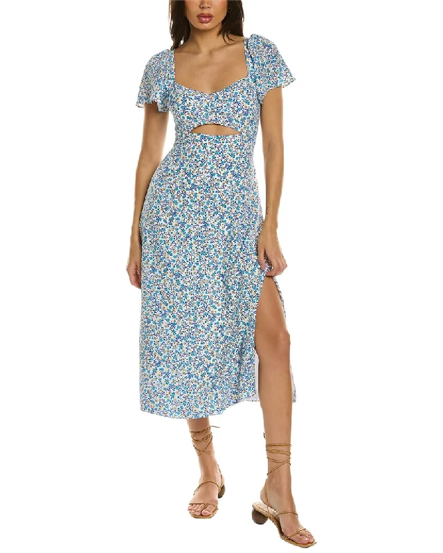 susana monaco Flutter Sleeve Midi Dress Midi Skirt Party