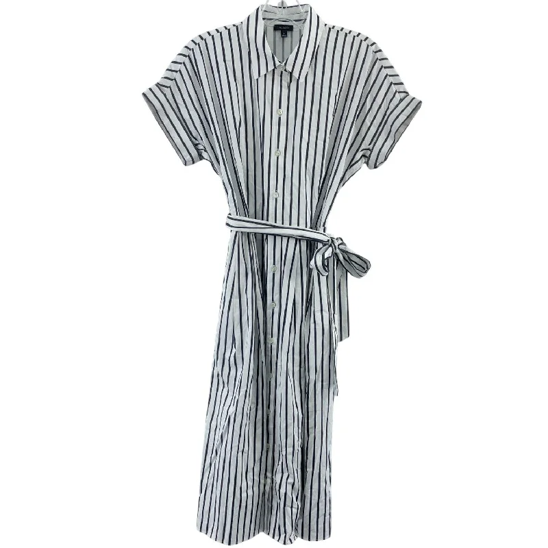 Talbots White Blue Pinstripe Belted Midi Shirt Dress Cotton Women’s 2 Preowned Casual Midi Outfit Talbots White Blue Pinstripe Belted Midi Shirt Dress Cotton Women’s 2 Preowned Casual Midi Outfit