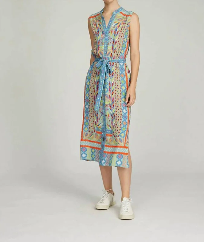 Tilly Midi Dress In Patched Needlework Classic A-line Skirt