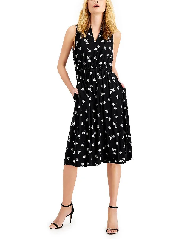 Womens Printed Midi Fit & Flare Dress Midi Skirt Trend