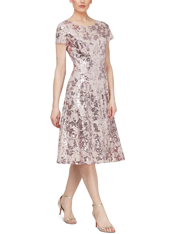Womens Sequined Midi Cocktail and Party Dress Lace-up Midi Skirt