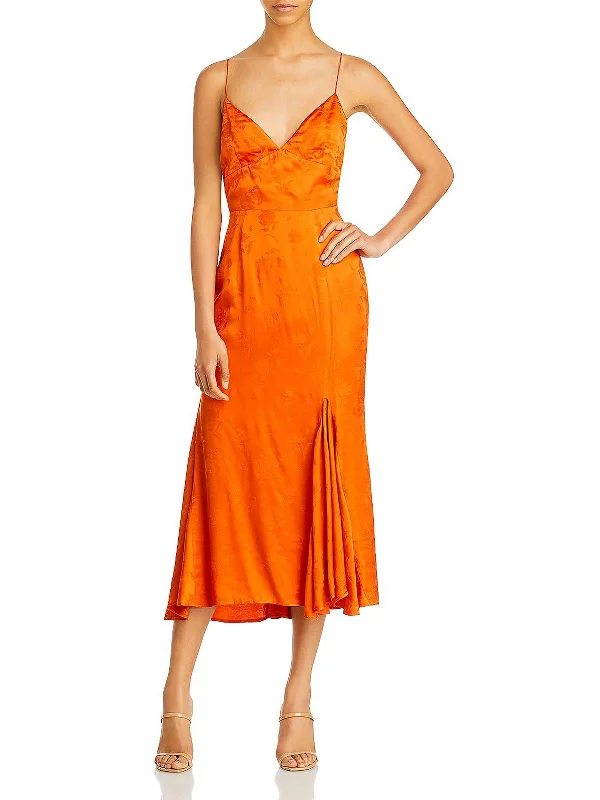 Womens V-Neck Midi Slip Dress Trendy Midi Skirt