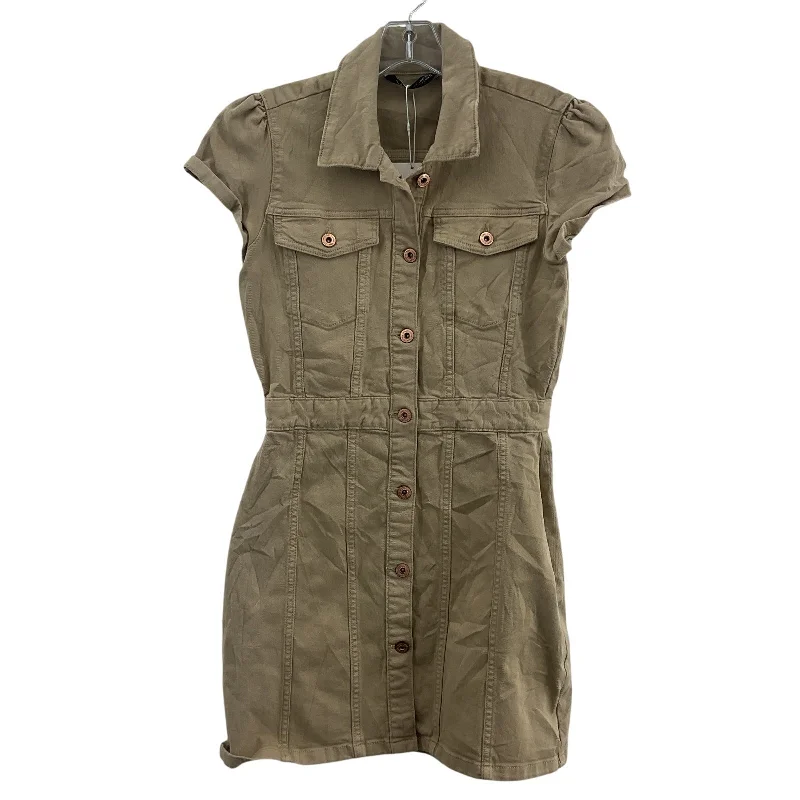 Zara Brown Safari Button Down Women's Khaki Shirt Dress Midi Cotton New S High-Waisted Midi Skirt Zara Brown Safari Button Down Women's Khaki Shirt Dress Midi Cotton New S High-Waisted Midi Skirt