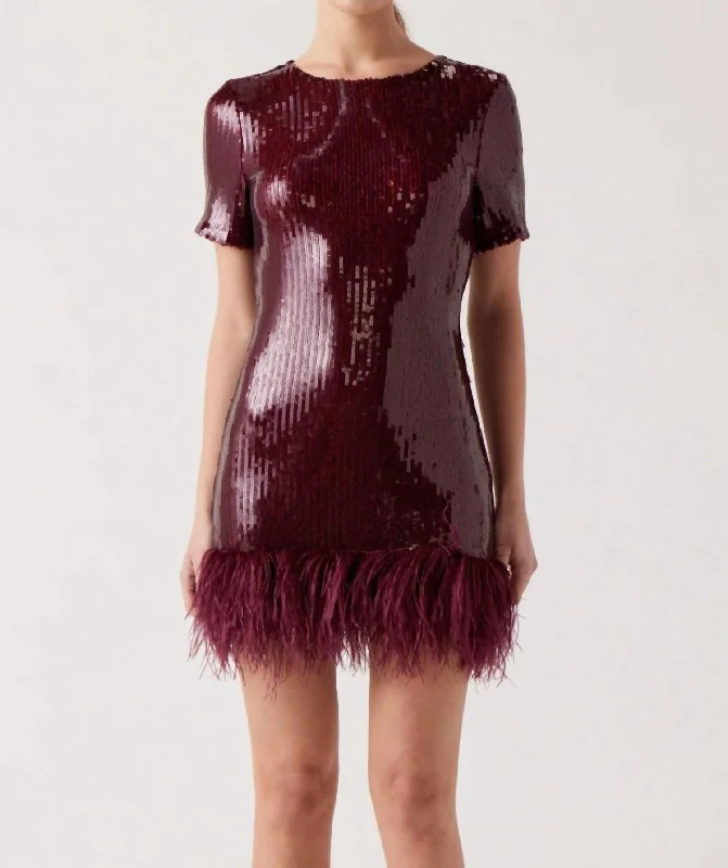 Bea Sequins Dress In Oxblood Pink Sequin Dress
