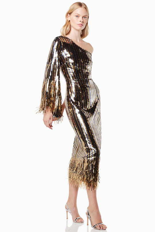 Elliatt Mezzanine Sequin Gown Ruffled Sequin Dress
