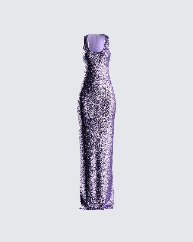 Elsa Lilac Sequin Sleeveless Gown Sequin Dress Sparkle