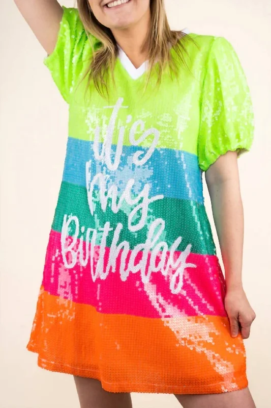 It's My Birthday Sequin Dress In Multi Elegant Sequin Dress