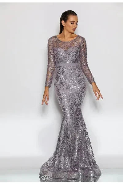 J'ADORE AUSTRALIA SEQUIN  GOWN - GREY Sequin Dress Glamour