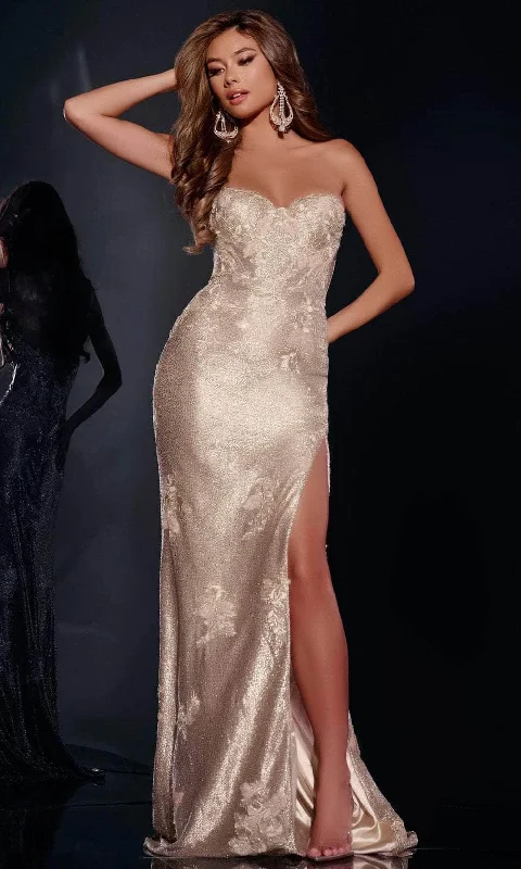 Jovani 43587 - Sweetheart Neck Sequin Embellished Prom Gown Satin Sequin Dress