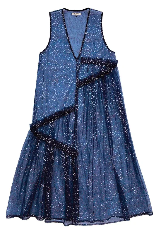 New V-Neck Dress With Ruffles Dress In Blue/silver Sequins Sequin Mini Dress