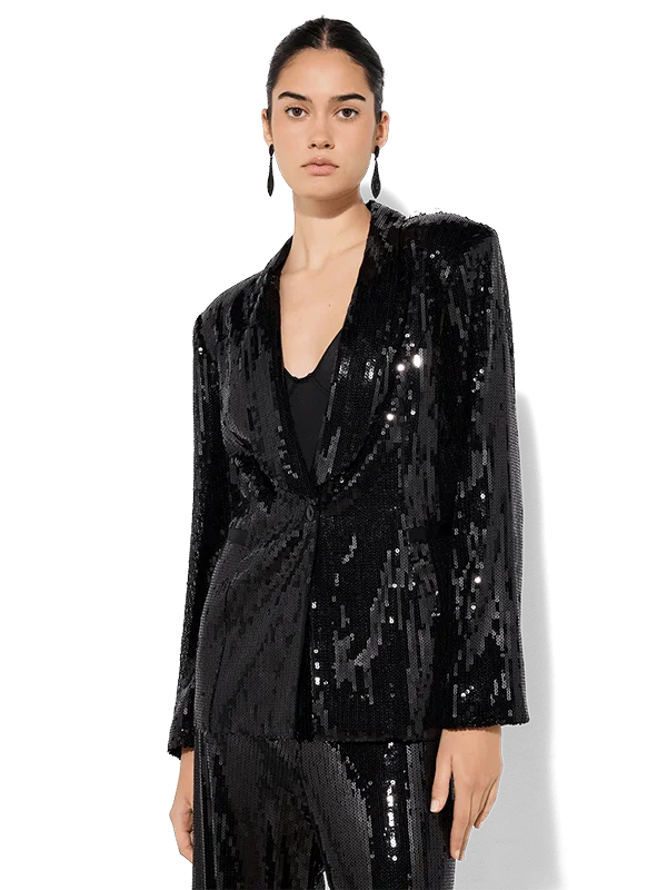 Olivia Black Sequin Blazer Sequin Dress Twist