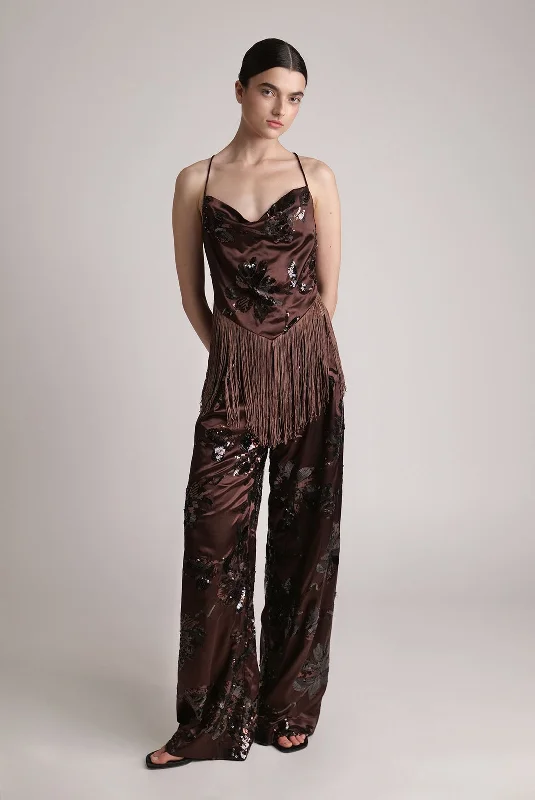 Sabina Musáyev Rosso sequin satin pant Sequin Dress Sleeveless