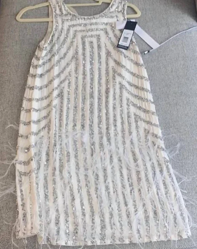 Sequin Feather Dress In Ivory Sequin Dress Vibe