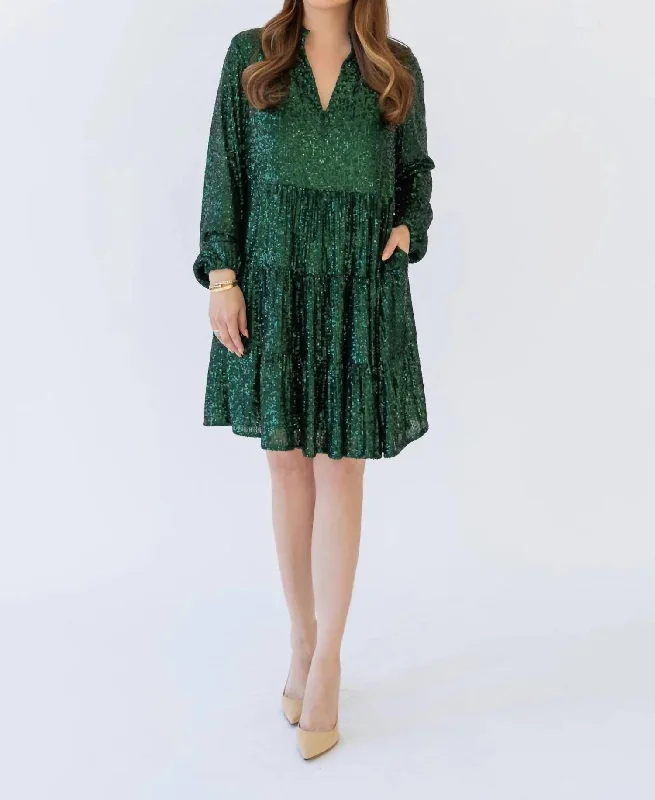 Tunic Sequin Dress In Emerald Sequin A-line Dress