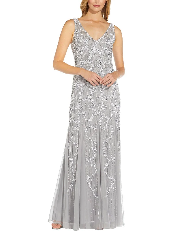 Womens Beaded Sequined Evening Dress Chic Sequin Dress