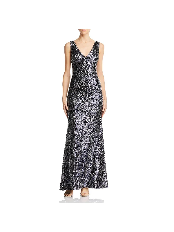 Womens Embroidered Sequined Evening Dress Sexy Sequin Gown