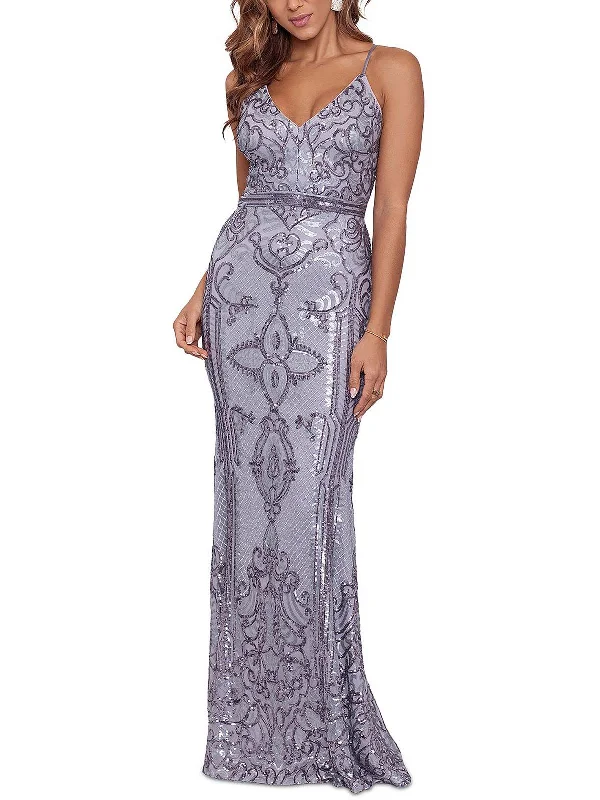 Womens Mesh Sequined Evening Dress Sequin Maxi Dress