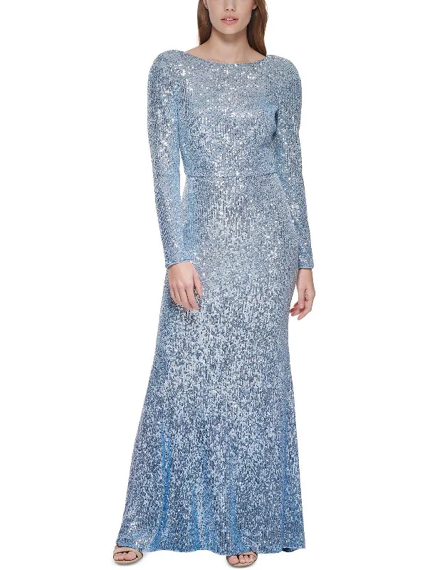 Womens Sequined Full Length Evening Dress Short Sequin Dress