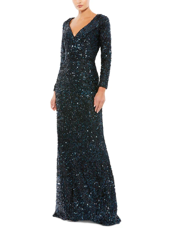 Womens Sequined Long Evening Dress Sequin Shift Dress